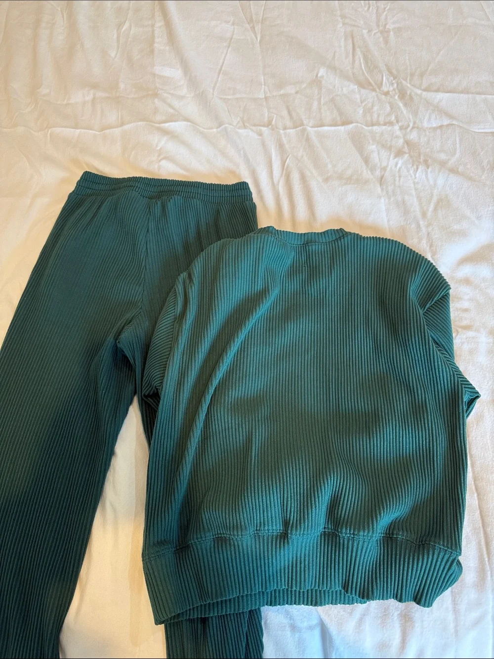 GAP Kids Ribbed Pajama Set in Teal Green